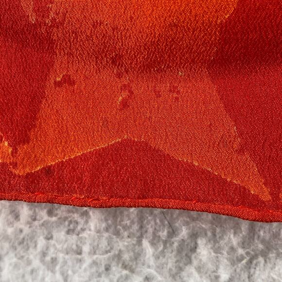 VERA NEUMANN Scarf Silk Hand Rolled Star Print Wrap Square Orange 29" VTG USA - Picture 8 of 12